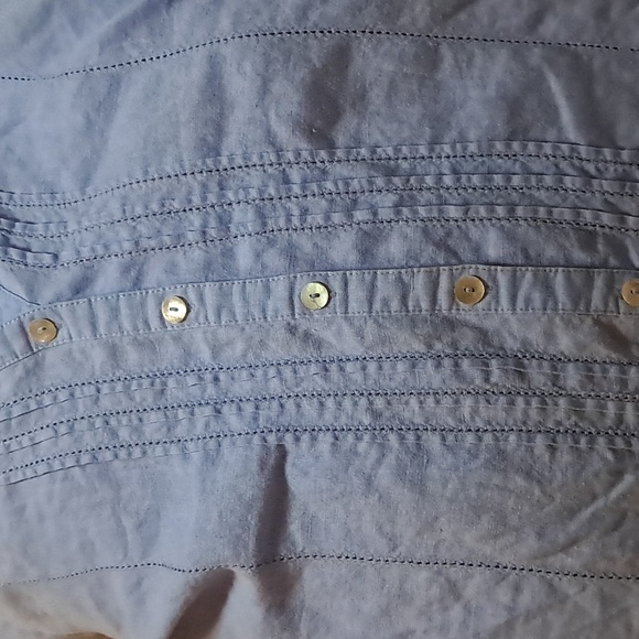 Ecologie Blue Linen Tunic Top Blouse with Adjustable Sleeves Size M - Picture 3 of 8